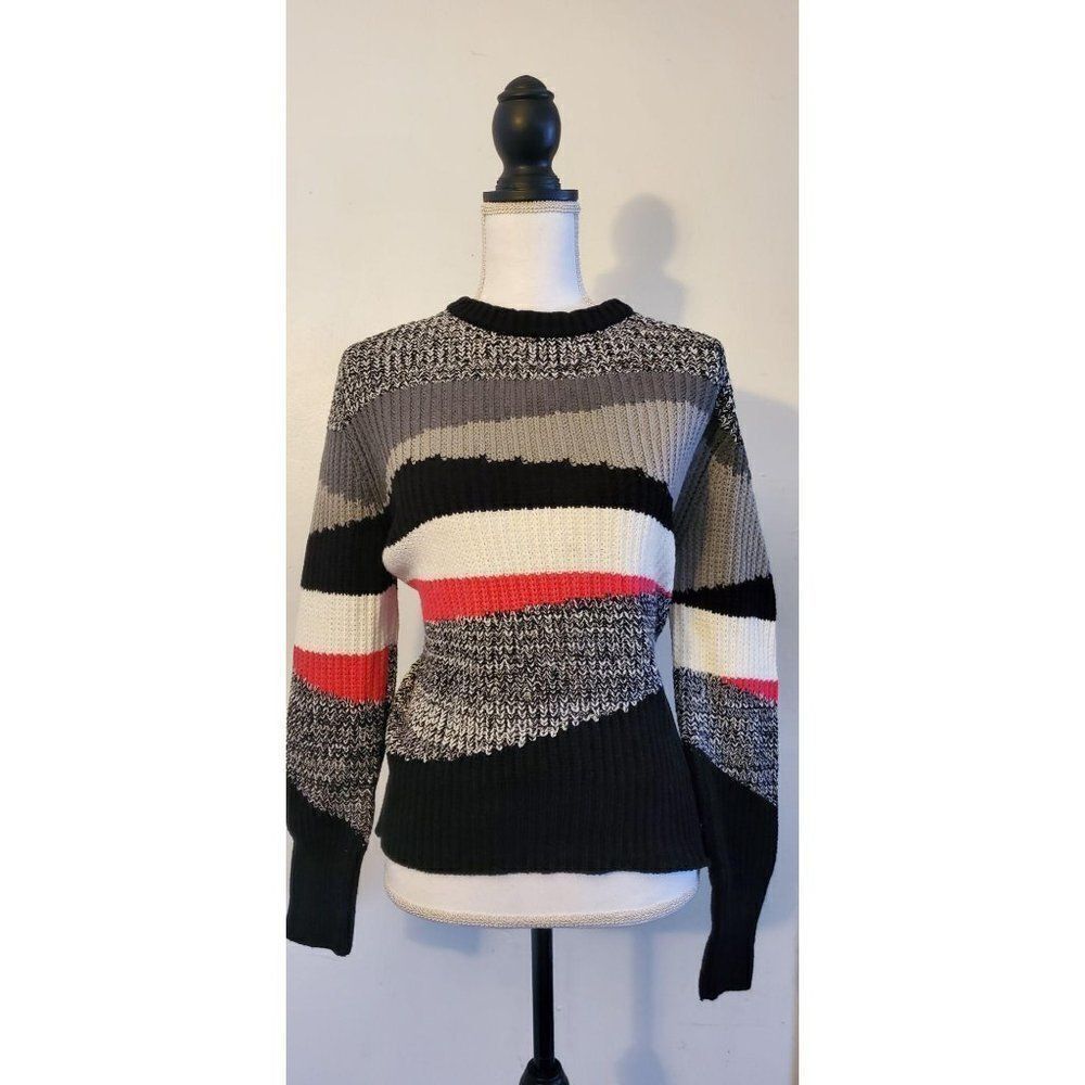 DKNY Pullover knit sweater XS Black Pink Grey